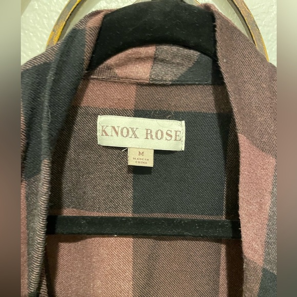 Knox Rose cascading open black and brown checkered shirt size medium - Picture 3 of 7